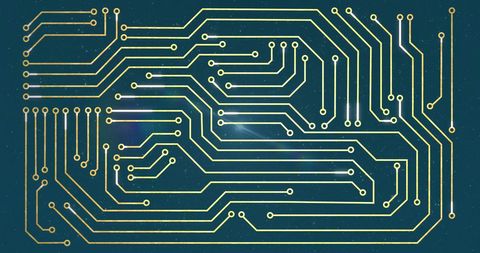 Gold Circuit Board Design on Blue Background Illustrating Digital Connectivity - Download Free Stock Images Pikwizard.com