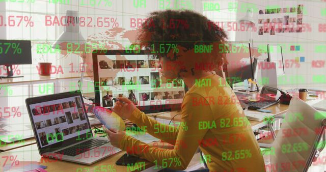 Stock Market Analysis in Creative Office with Digital Data Overlay - Download Free Stock Images Pikwizard.com