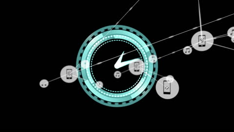Futuristic Network Connections with Rotating Digital Clock