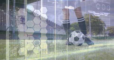 Female soccer player and futuristic analytics interface