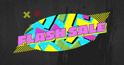Retro Inspired Flash Sale Promotion with Vibrant Geometric Patterns