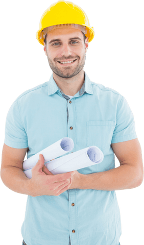 confident architect holding blueprints with transparent background - Download Free Stock Videos Pikwizard.com