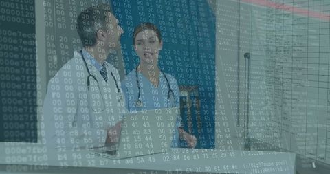 Doctors Discussing Data with Digital Overlays in Hospital Room