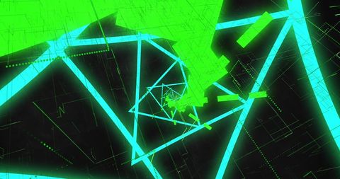 Energetic Neon Triangular Spiral with Green Elements - Download Free Stock Images Pikwizard.com