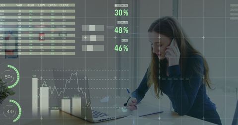 businesswoman analyzing data: technology and communication - Download Free Stock Images Pikwizard.com