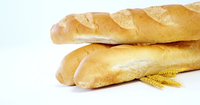 Freshly Baked French Baguettes with Wheat Stalks - Download Free Stock Images Pikwizard.com