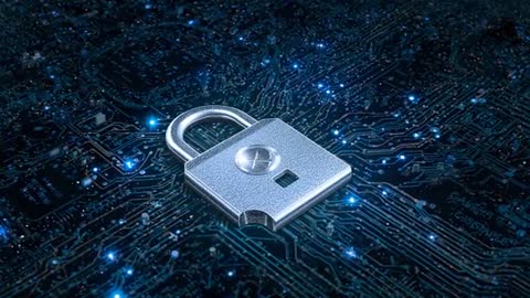Cybersecurity Padlock on Digital Circuit Network Pulse