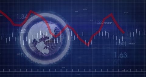 Global Financial Data with Downward Trend and Digital Interface - Download Free Stock Images Pikwizard.com