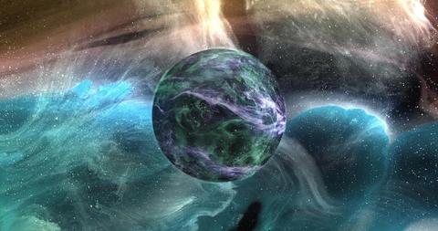 Green Planet Orbiting in Colorful Nebula - Download Free Stock Images Pikwizard.com