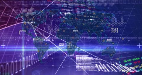 Holographic World Map with Futuristic Digital Interface