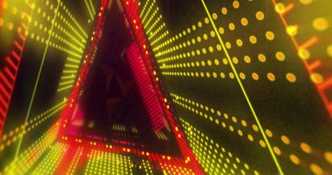 Dynamic triangular light display with vibrant patterns