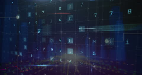 Cyber Attack Warning Data Overlay on Cityscape