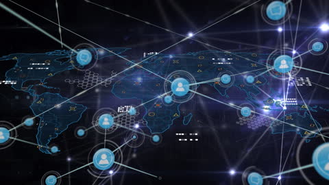 Futuristic Global Network with Digital Connections and Data