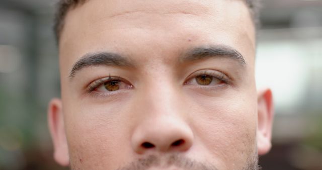 Close up portrait of eyes of biracial man at office - Download Free Stock Photos Pikwizard.com