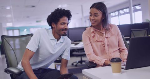 Biracial Team Collaborating in Modern Office - Download Free Stock Images Pikwizard.com