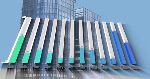 3D Bar Graph with Skyscraper Background - Download Free Stock Images Pikwizard.com