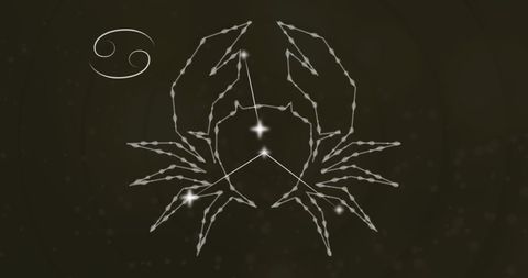 Cancer zodiac sign with constellation and starry details