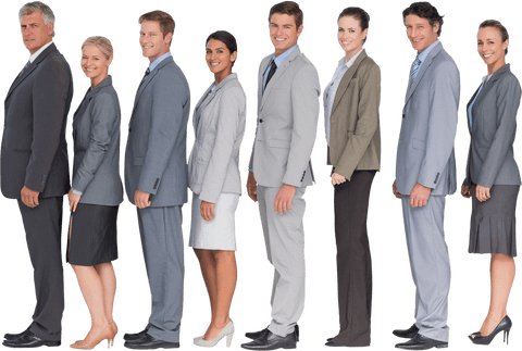 Transparent Diverse Business Team Standing in Formation Smiling
