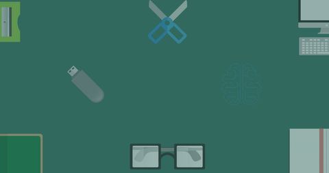 School Supply Icons on Chalkboard Green Background