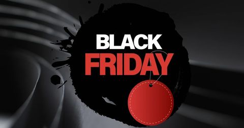 black friday graphic with red tag on black background - Download Free Stock Images Pikwizard.com