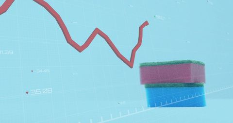 Financial decline concept with dynamic data over sponges