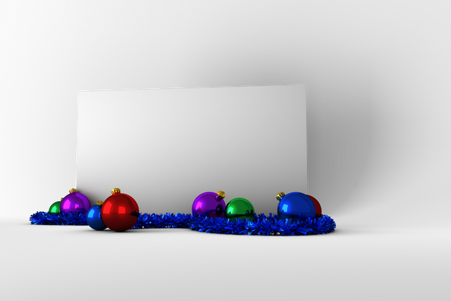 Christmas Poster Transparent Background with Colorful Ornaments and Blue Tinsel - Download Free Stock Videos Pikwizard.com