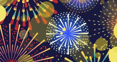 Vibrant Fireworks Display on Midnight Sky Background
