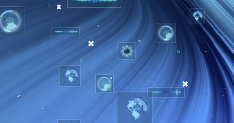 Abstract Data Icons on Blue Patterned Background - Download Free Stock Images Pikwizard.com