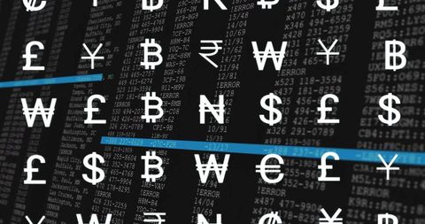 Currency Symbols and Financial Data Analysis on Display Screen - Download Free Stock Images Pikwizard.com