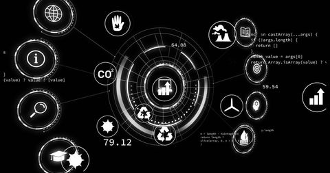 Futuristic Data Visualization with Environmental Symbols - Download Free Stock Images Pikwizard.com