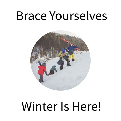 Family skiing adventure in snowy winter landscape