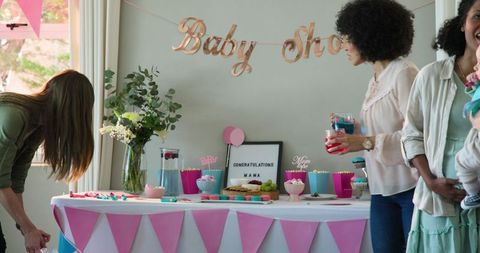 Cheerful Friends at Vibrant Baby Shower Celebration Party