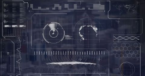 Digital Interface Display with Radar and Globe Overlay - Download Free Stock Images Pikwizard.com