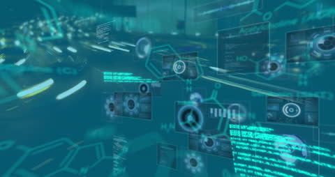 Futuristic Interface Overlay on Busy Urban Highway