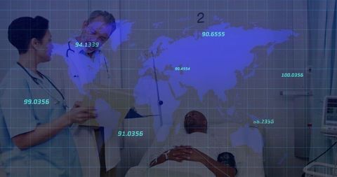 Medical Professionals Using Futuristic Technology in Hospital Room