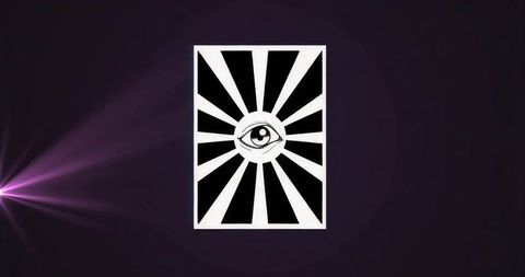Futuristic Eye Symbol Radiating on Purple Background