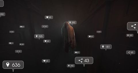 Ghostly Presence in Digital Dimension with Social Media Icons