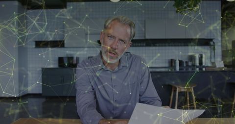 Business Executive Analyzing Emerging Digital Data Network