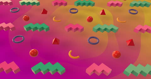 Colorful Geometric Shapes on Gradient Background 3D Animation