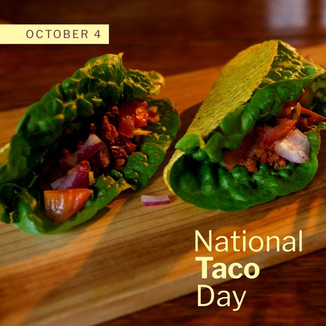 National Taco Day Celebration With Fresh Lettuce Leaf Tacos - Download Free Stock Templates Pikwizard.com