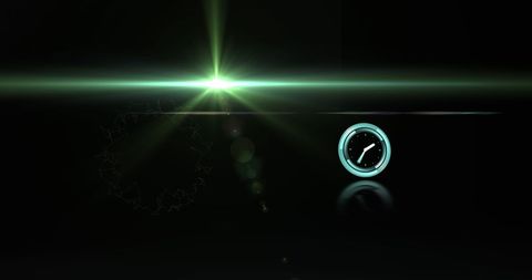 Digital Clock Interface with Green Light Effects