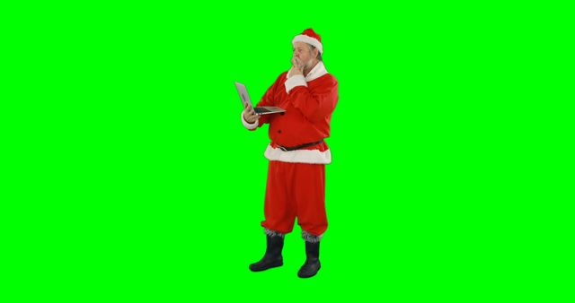 Santa Claus Using Laptop on Green Screen Background - Download Free Stock Images Pikwizard.com