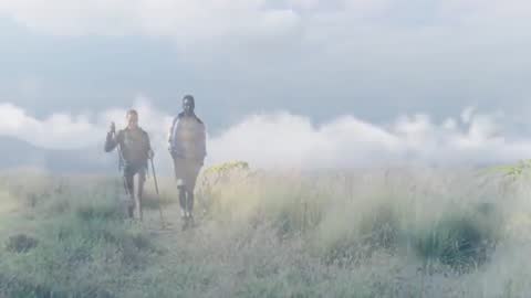 Hikers Traversing Scenic Mountain Ridge with Health Chart Overlay