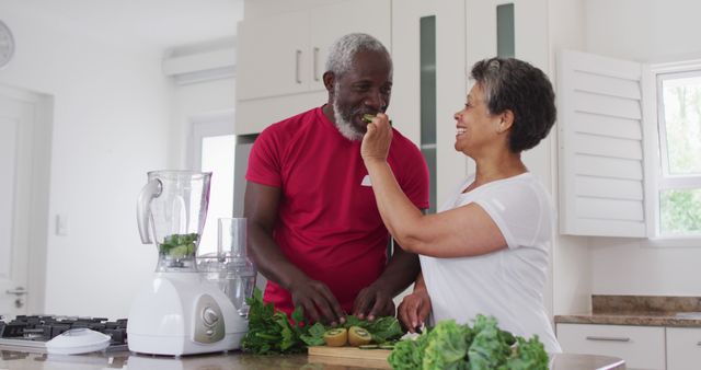 Senior African American Couple Preparing Healthy Smoothie Together in Kitchen - Download Free Stock Images Pikwizard.com