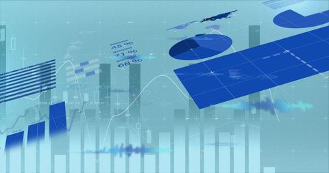 Futuristic Charts and Data Visualization on Digital Background