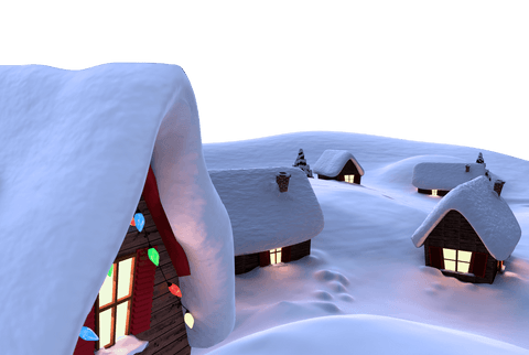 Winter Holiday Cottages with Christmas Lights Transparent Decoration