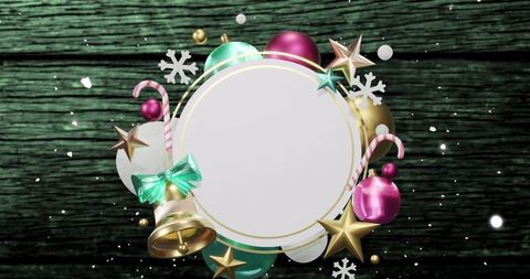 Festive Blank Holiday Template with Baubles and Candy Canes