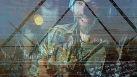 Gamer Analyzing Financial Data with Futuristic Interface