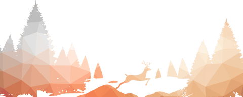 Transparent Mosaic Winter Landscape with Leaping Reindeer