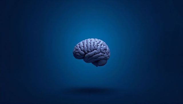 Floating 3D Brain with Blue Halo Representing AI Neural Network and Cognitive Technology